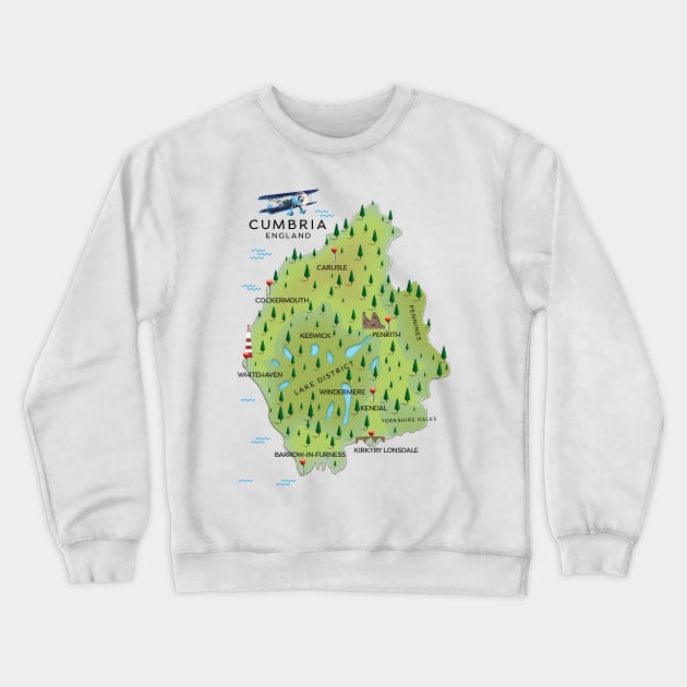 Cumbria England Map Crewneck Sweatshirt by nickemporium1